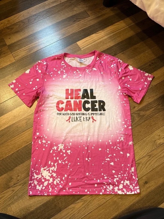 Pro Blanks Jackets & Blazers - Faith-Based Pink Graphic Tee - Heal Cancer Message